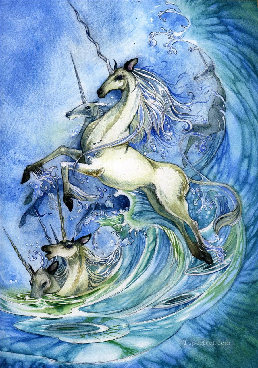 the unicorn born of sea foam Fantasy Oil Paintings